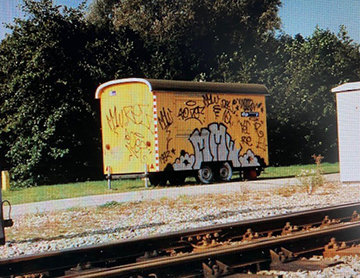 Bouwkeet met graffiti in 1990